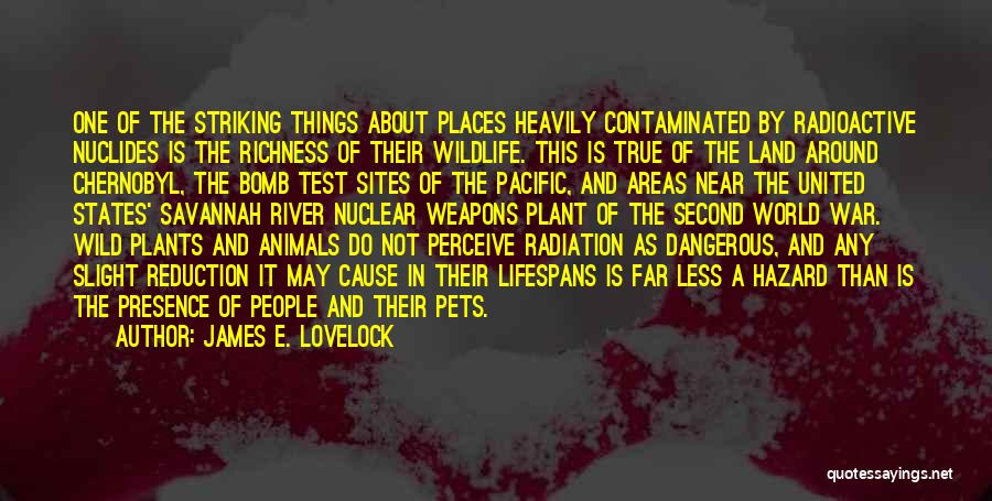 James E. Lovelock Quotes: One Of The Striking Things About Places Heavily Contaminated By Radioactive Nuclides Is The Richness Of Their Wildlife. This Is
