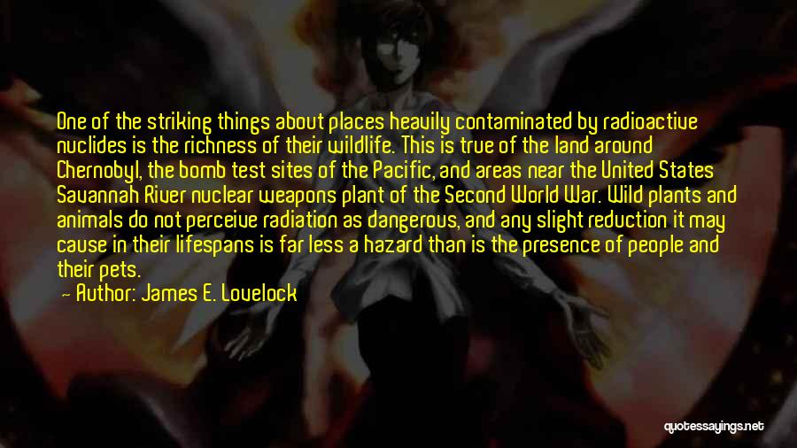 James E. Lovelock Quotes: One Of The Striking Things About Places Heavily Contaminated By Radioactive Nuclides Is The Richness Of Their Wildlife. This Is