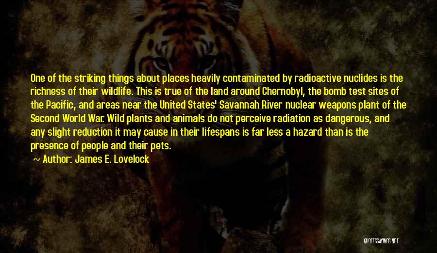 James E. Lovelock Quotes: One Of The Striking Things About Places Heavily Contaminated By Radioactive Nuclides Is The Richness Of Their Wildlife. This Is