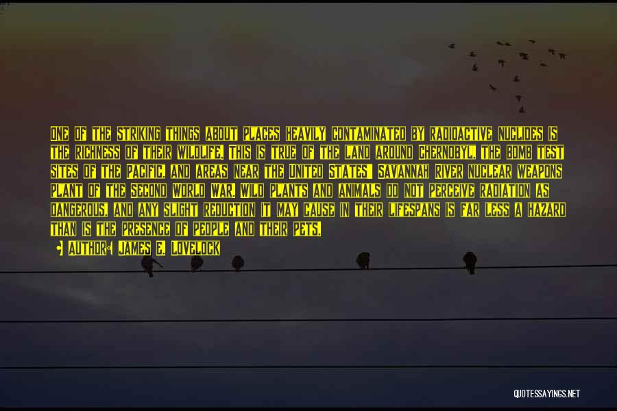 James E. Lovelock Quotes: One Of The Striking Things About Places Heavily Contaminated By Radioactive Nuclides Is The Richness Of Their Wildlife. This Is