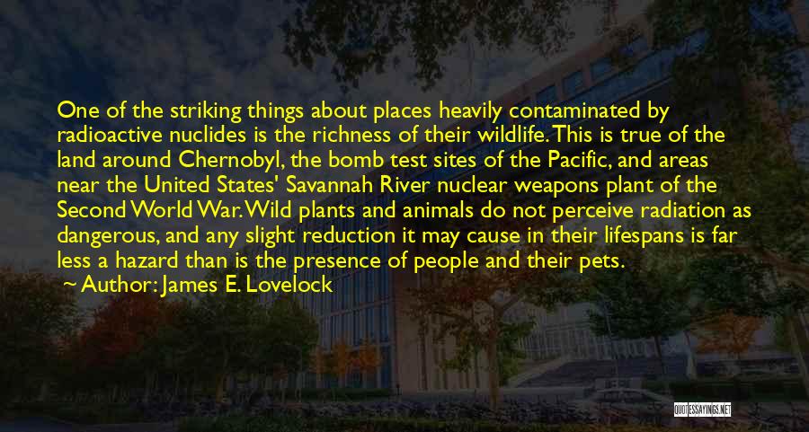 James E. Lovelock Quotes: One Of The Striking Things About Places Heavily Contaminated By Radioactive Nuclides Is The Richness Of Their Wildlife. This Is