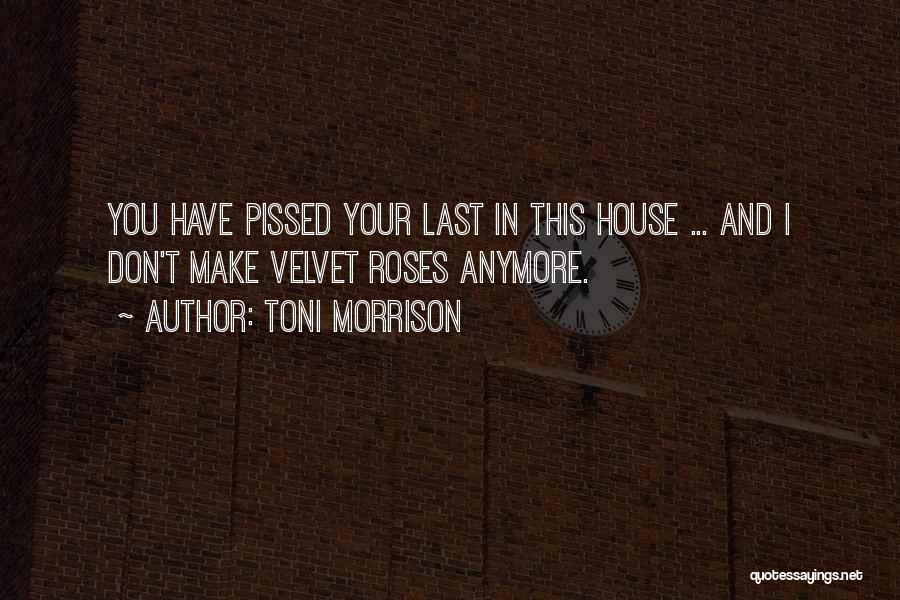 Toni Morrison Quotes: You Have Pissed Your Last In This House ... And I Don't Make Velvet Roses Anymore.