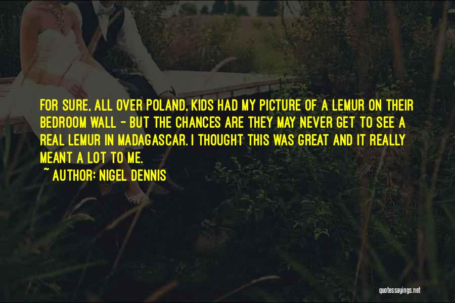 Nigel Dennis Quotes: For Sure, All Over Poland, Kids Had My Picture Of A Lemur On Their Bedroom Wall - But The Chances