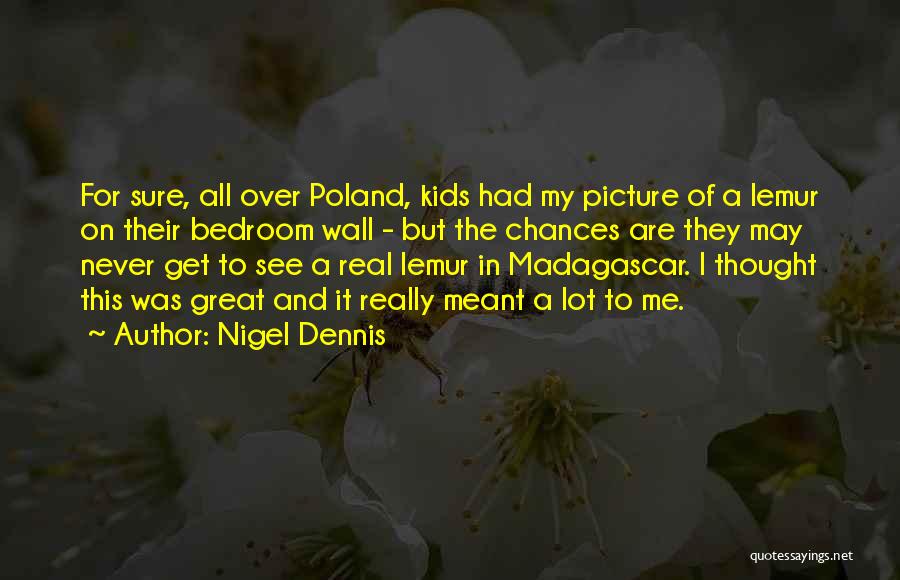 Nigel Dennis Quotes: For Sure, All Over Poland, Kids Had My Picture Of A Lemur On Their Bedroom Wall - But The Chances