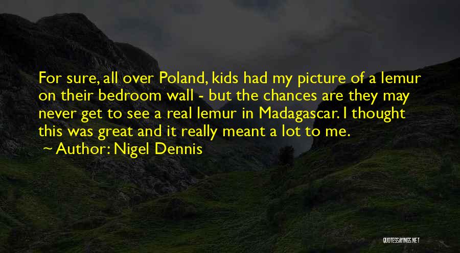 Nigel Dennis Quotes: For Sure, All Over Poland, Kids Had My Picture Of A Lemur On Their Bedroom Wall - But The Chances