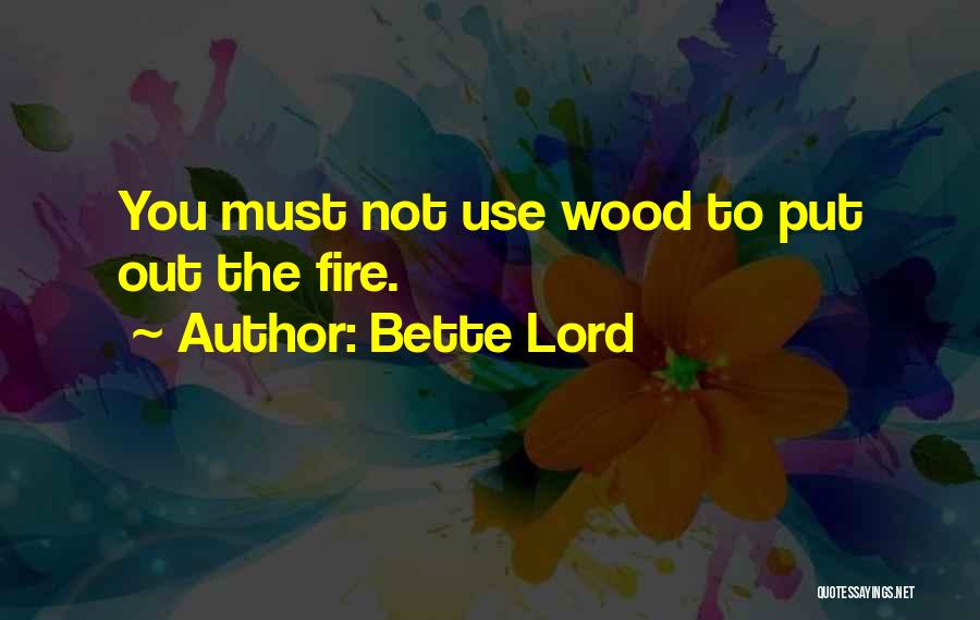 Bette Lord Quotes: You Must Not Use Wood To Put Out The Fire.