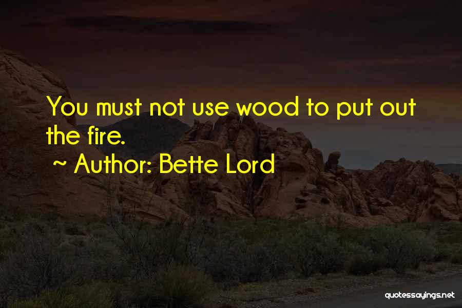 Bette Lord Quotes: You Must Not Use Wood To Put Out The Fire.