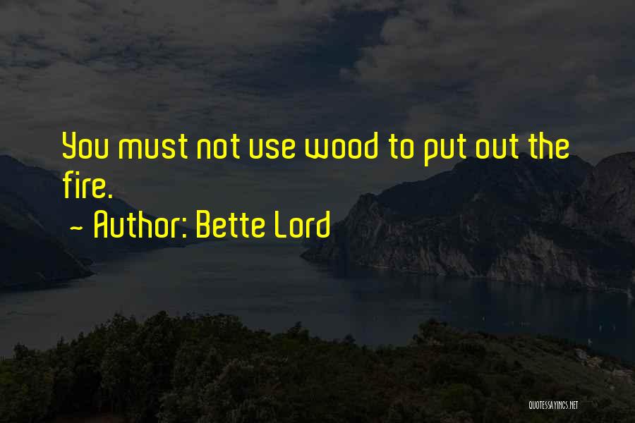 Bette Lord Quotes: You Must Not Use Wood To Put Out The Fire.