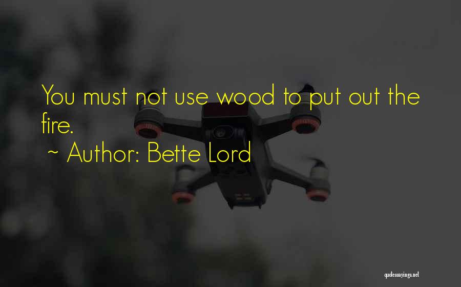 Bette Lord Quotes: You Must Not Use Wood To Put Out The Fire.