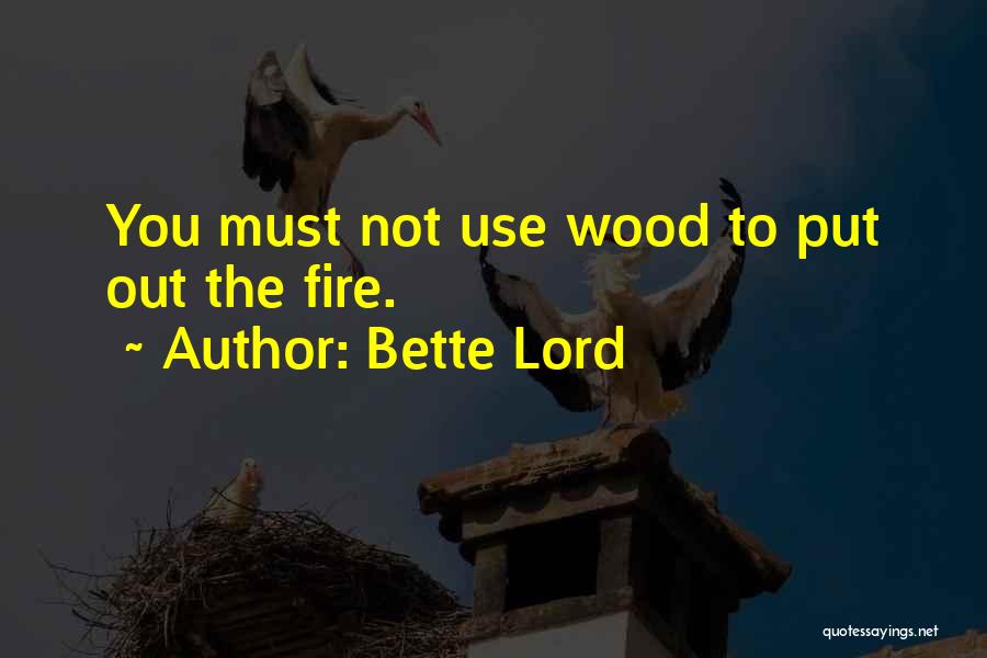 Bette Lord Quotes: You Must Not Use Wood To Put Out The Fire.