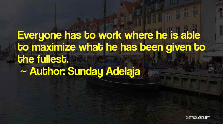 Sunday Adelaja Quotes: Everyone Has To Work Where He Is Able To Maximize What He Has Been Given To The Fullest.