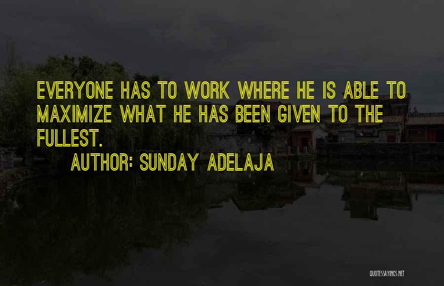 Sunday Adelaja Quotes: Everyone Has To Work Where He Is Able To Maximize What He Has Been Given To The Fullest.