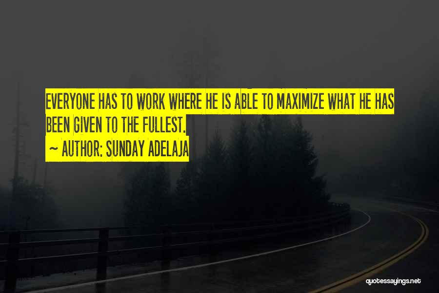 Sunday Adelaja Quotes: Everyone Has To Work Where He Is Able To Maximize What He Has Been Given To The Fullest.