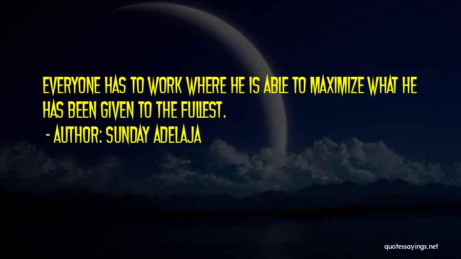 Sunday Adelaja Quotes: Everyone Has To Work Where He Is Able To Maximize What He Has Been Given To The Fullest.