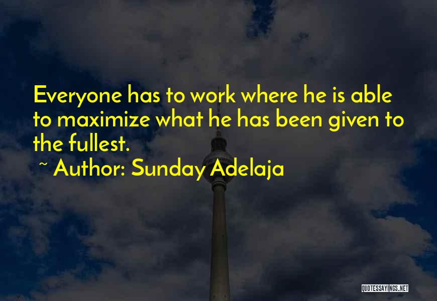 Sunday Adelaja Quotes: Everyone Has To Work Where He Is Able To Maximize What He Has Been Given To The Fullest.