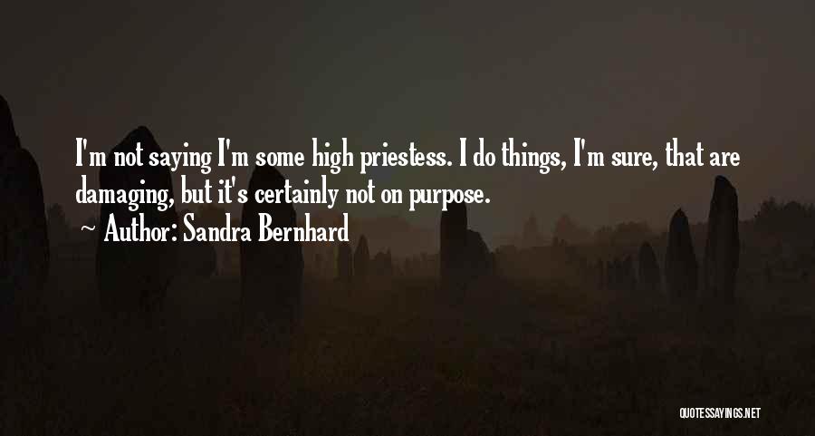 Sandra Bernhard Quotes: I'm Not Saying I'm Some High Priestess. I Do Things, I'm Sure, That Are Damaging, But It's Certainly Not On