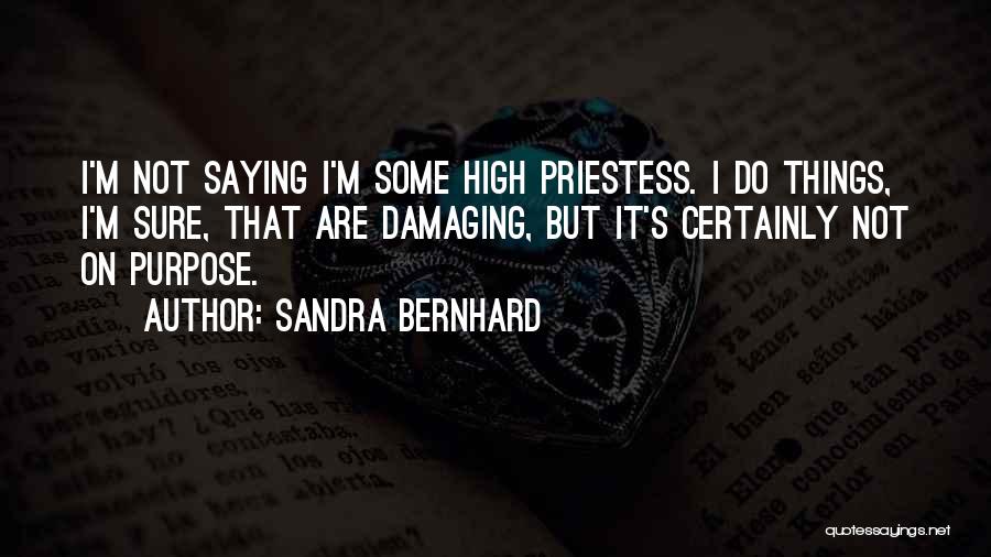 Sandra Bernhard Quotes: I'm Not Saying I'm Some High Priestess. I Do Things, I'm Sure, That Are Damaging, But It's Certainly Not On