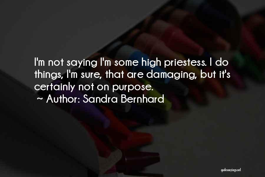 Sandra Bernhard Quotes: I'm Not Saying I'm Some High Priestess. I Do Things, I'm Sure, That Are Damaging, But It's Certainly Not On