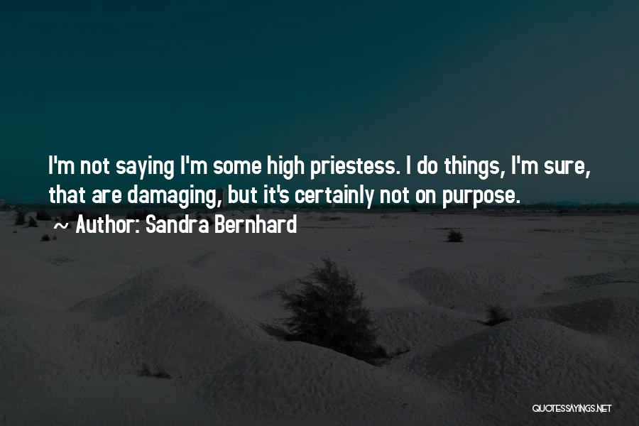 Sandra Bernhard Quotes: I'm Not Saying I'm Some High Priestess. I Do Things, I'm Sure, That Are Damaging, But It's Certainly Not On