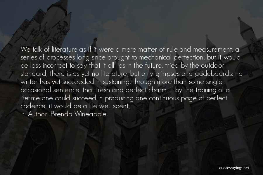 Brenda Wineapple Quotes: We Talk Of Literature As If It Were A Mere Matter Of Rule And Measurement, A Series Of Processes Long
