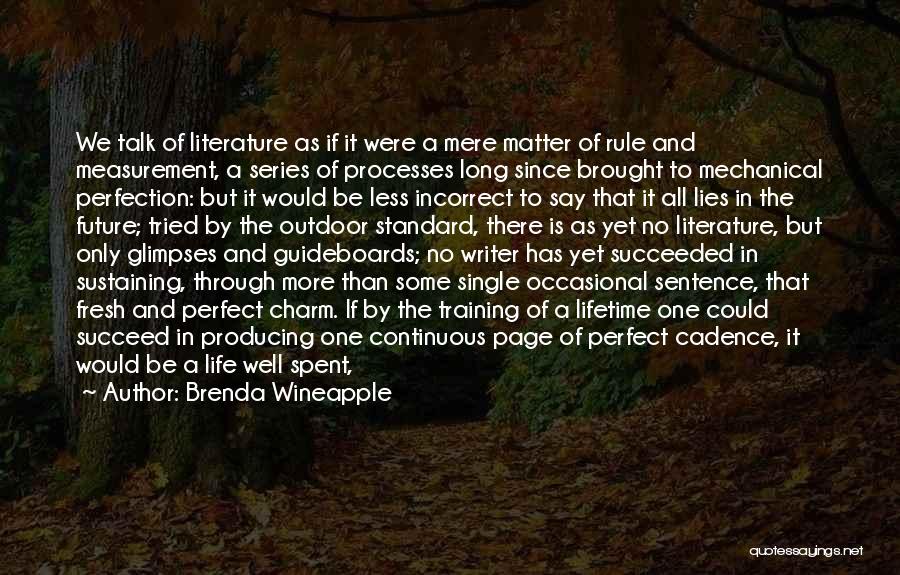 Brenda Wineapple Quotes: We Talk Of Literature As If It Were A Mere Matter Of Rule And Measurement, A Series Of Processes Long