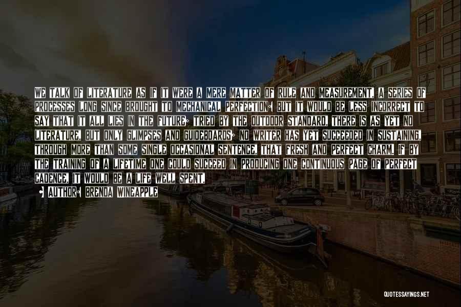 Brenda Wineapple Quotes: We Talk Of Literature As If It Were A Mere Matter Of Rule And Measurement, A Series Of Processes Long