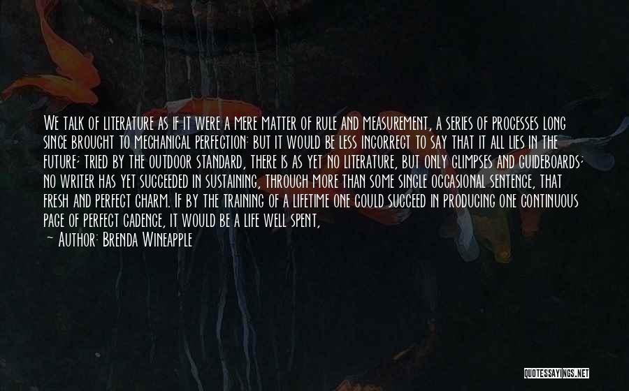 Brenda Wineapple Quotes: We Talk Of Literature As If It Were A Mere Matter Of Rule And Measurement, A Series Of Processes Long