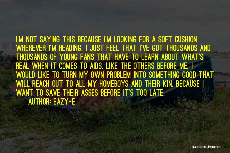 Eazy-E Quotes: I'm Not Saying This Because I'm Looking For A Soft Cushion Wherever I'm Heading, I Just Feel That I've Got