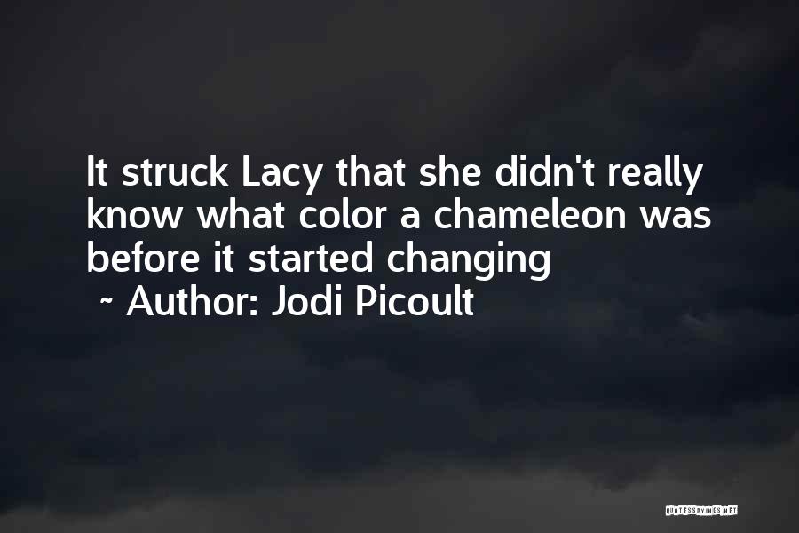 Jodi Picoult Quotes: It Struck Lacy That She Didn't Really Know What Color A Chameleon Was Before It Started Changing