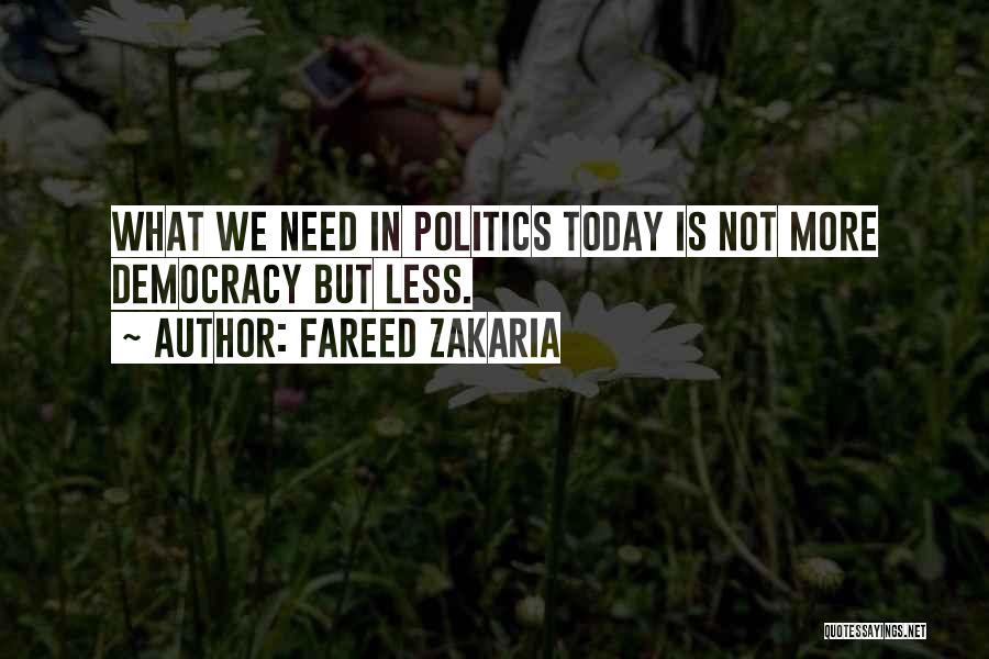Fareed Zakaria Quotes: What We Need In Politics Today Is Not More Democracy But Less.