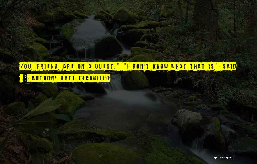 Kate DiCamillo Quotes: You, Friend, Are On A Quest. I Don't Know What That Is, Said Despereaux. You Don't Have To Know. You