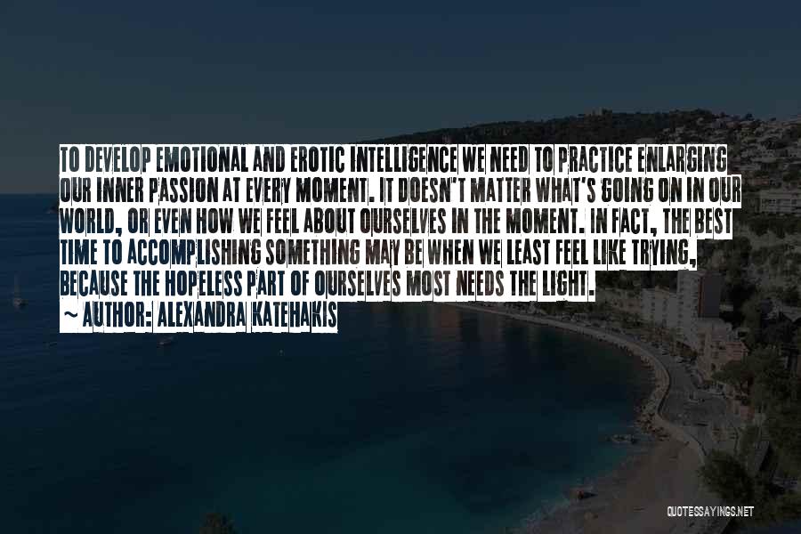 Alexandra Katehakis Quotes: To Develop Emotional And Erotic Intelligence We Need To Practice Enlarging Our Inner Passion At Every Moment. It Doesn't Matter