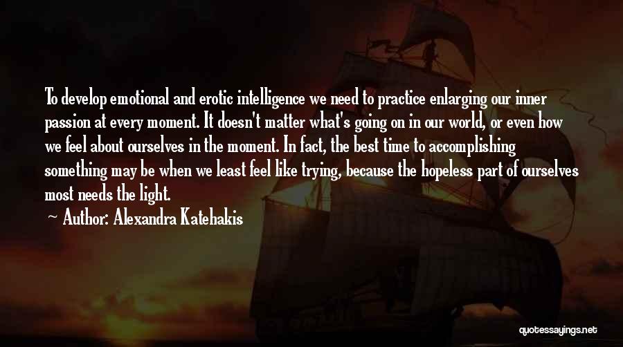 Alexandra Katehakis Quotes: To Develop Emotional And Erotic Intelligence We Need To Practice Enlarging Our Inner Passion At Every Moment. It Doesn't Matter