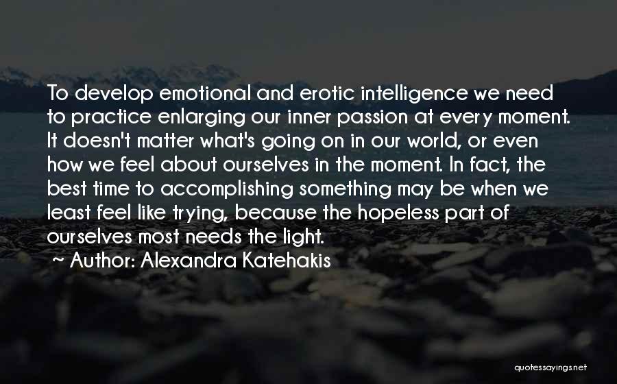 Alexandra Katehakis Quotes: To Develop Emotional And Erotic Intelligence We Need To Practice Enlarging Our Inner Passion At Every Moment. It Doesn't Matter