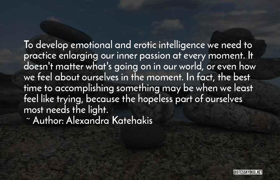 Alexandra Katehakis Quotes: To Develop Emotional And Erotic Intelligence We Need To Practice Enlarging Our Inner Passion At Every Moment. It Doesn't Matter