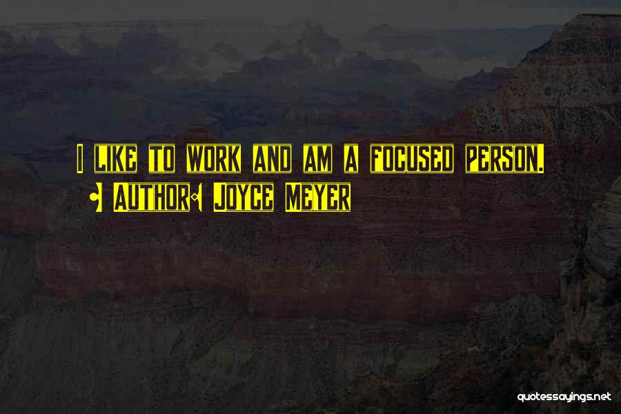 Joyce Meyer Quotes: I Like To Work And Am A Focused Person.