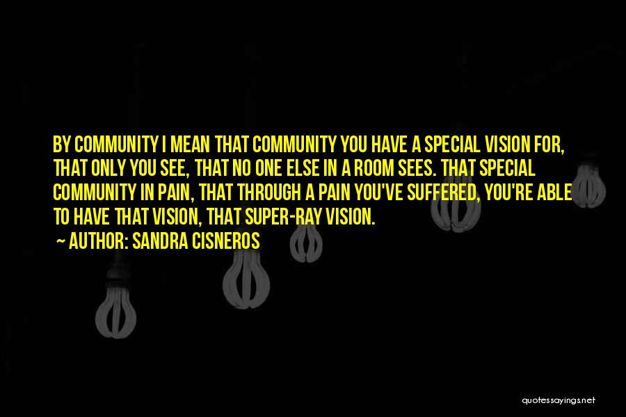 Sandra Cisneros Quotes: By Community I Mean That Community You Have A Special Vision For, That Only You See, That No One Else