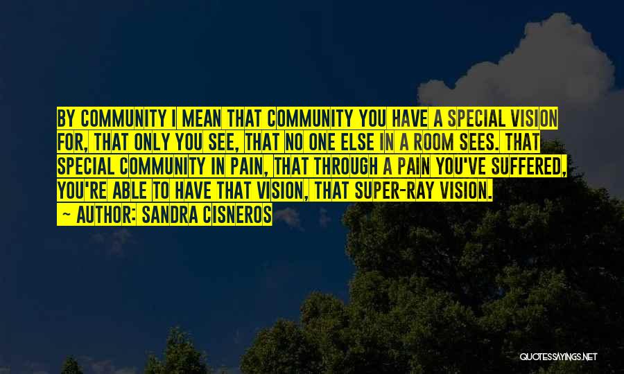 Sandra Cisneros Quotes: By Community I Mean That Community You Have A Special Vision For, That Only You See, That No One Else