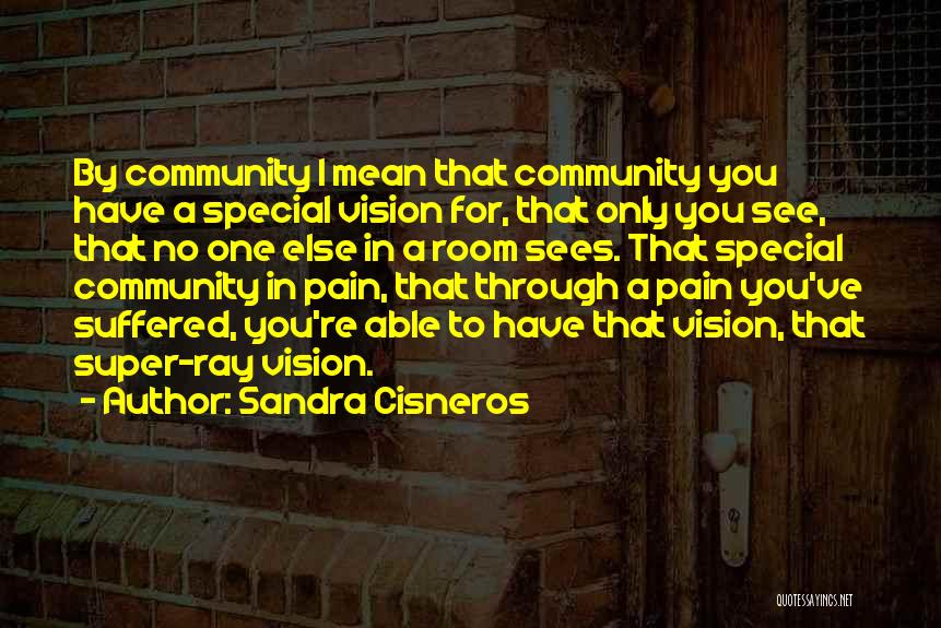 Sandra Cisneros Quotes: By Community I Mean That Community You Have A Special Vision For, That Only You See, That No One Else