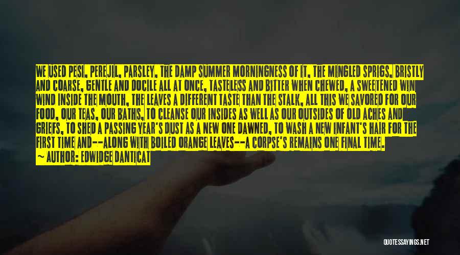 Edwidge Danticat Quotes: We Used Pesi, Perejil, Parsley, The Damp Summer Morningness Of It, The Mingled Sprigs, Bristly And Coarse, Gentle And Docile