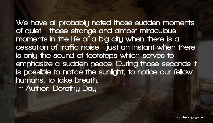 Dorothy Day Quotes: We Have All Probably Noted Those Sudden Moments Of Quiet - Those Strange And Almost Miraculous Moments In The Life