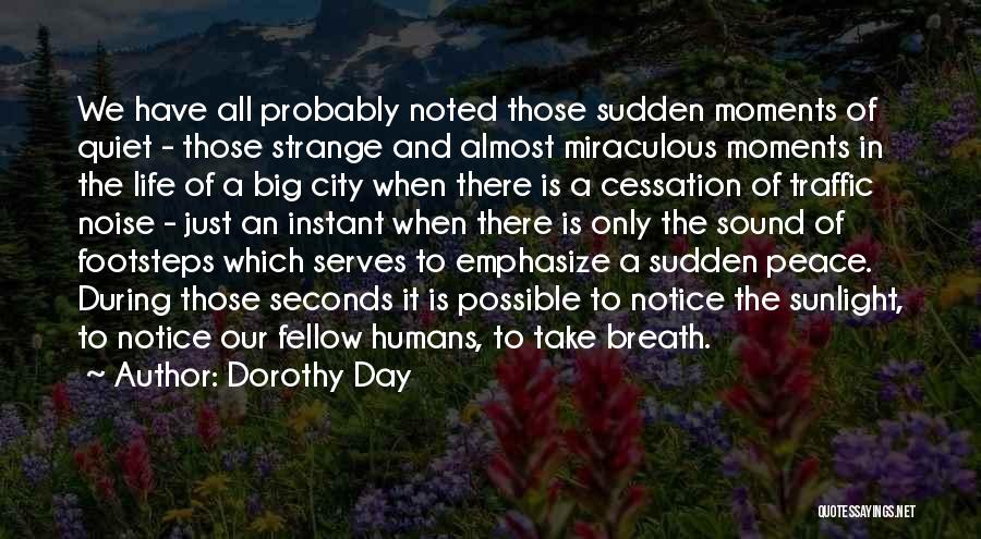 Dorothy Day Quotes: We Have All Probably Noted Those Sudden Moments Of Quiet - Those Strange And Almost Miraculous Moments In The Life