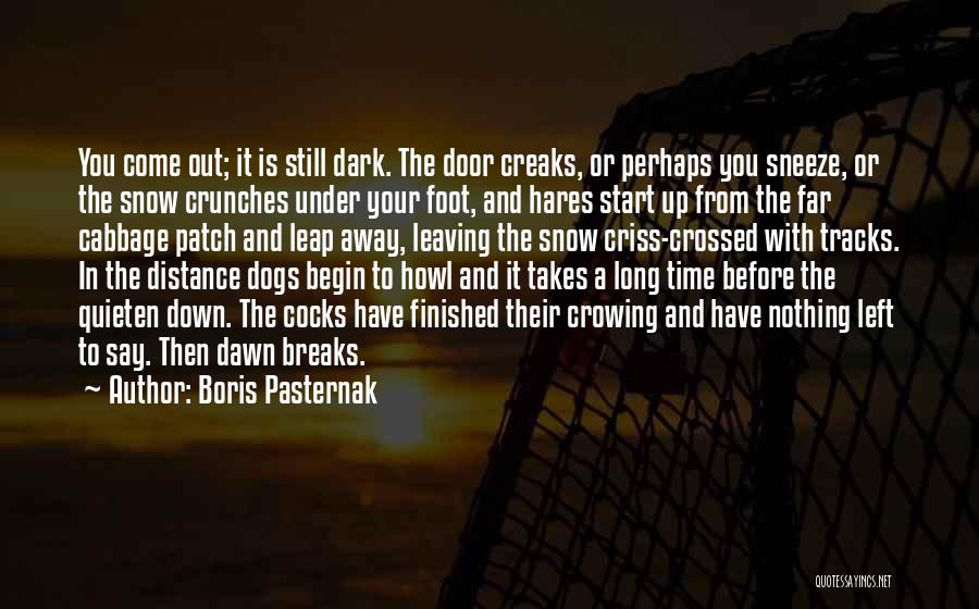 Boris Pasternak Quotes: You Come Out; It Is Still Dark. The Door Creaks, Or Perhaps You Sneeze, Or The Snow Crunches Under Your