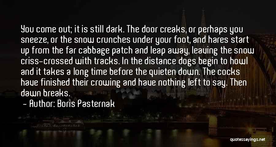 Boris Pasternak Quotes: You Come Out; It Is Still Dark. The Door Creaks, Or Perhaps You Sneeze, Or The Snow Crunches Under Your