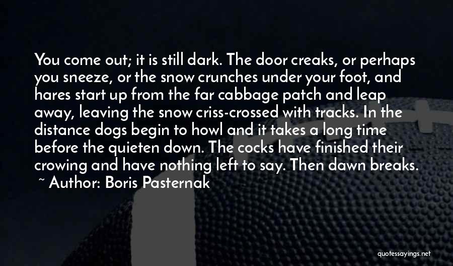 Boris Pasternak Quotes: You Come Out; It Is Still Dark. The Door Creaks, Or Perhaps You Sneeze, Or The Snow Crunches Under Your