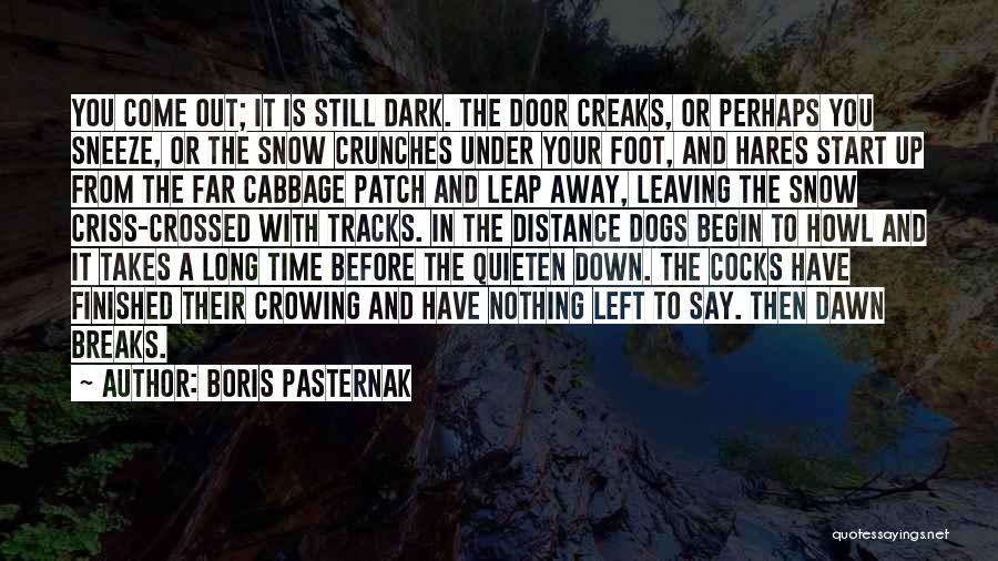 Boris Pasternak Quotes: You Come Out; It Is Still Dark. The Door Creaks, Or Perhaps You Sneeze, Or The Snow Crunches Under Your