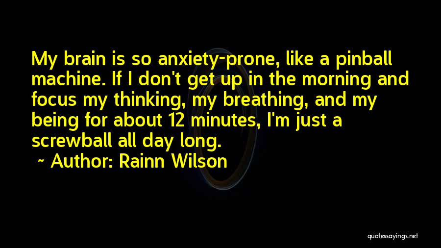 Rainn Wilson Quotes: My Brain Is So Anxiety-prone, Like A Pinball Machine. If I Don't Get Up In The Morning And Focus My