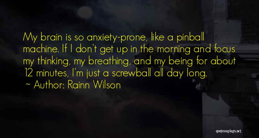 Rainn Wilson Quotes: My Brain Is So Anxiety-prone, Like A Pinball Machine. If I Don't Get Up In The Morning And Focus My