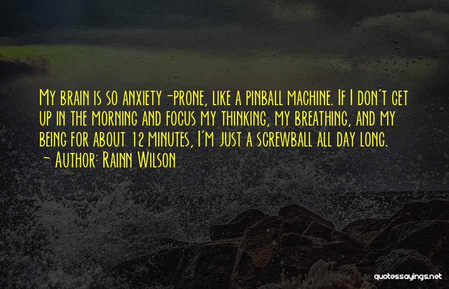 Rainn Wilson Quotes: My Brain Is So Anxiety-prone, Like A Pinball Machine. If I Don't Get Up In The Morning And Focus My