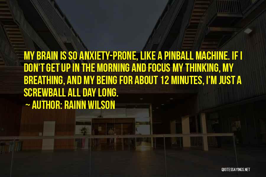 Rainn Wilson Quotes: My Brain Is So Anxiety-prone, Like A Pinball Machine. If I Don't Get Up In The Morning And Focus My